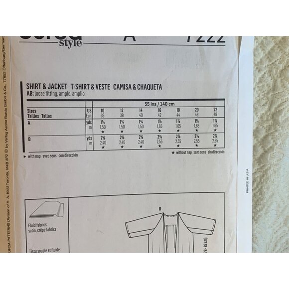 Burda Misses Shirt Jacket Sewing Pattern sz 10-22 7222 - uncut - Picture 6 of 9
